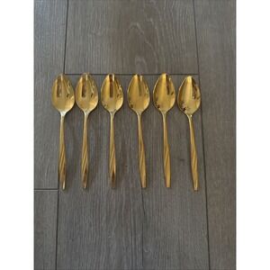6 PCs‎ International Silver American Flair Gold  Teaspoons